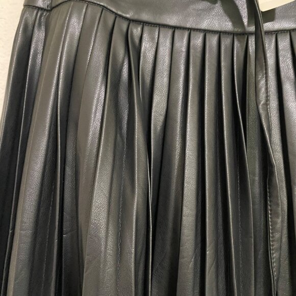 Anthropologie Maeve Faux-Leather Pleated Midi Skirt 6 Black Vamp Whimsgoth Rave - Picture 7 of 16